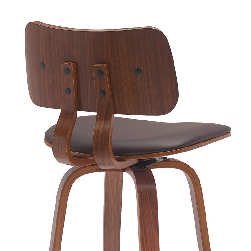 Faux Leather Armless Counter Height Bar Chair with Wood Frame, Swivel and Footrest