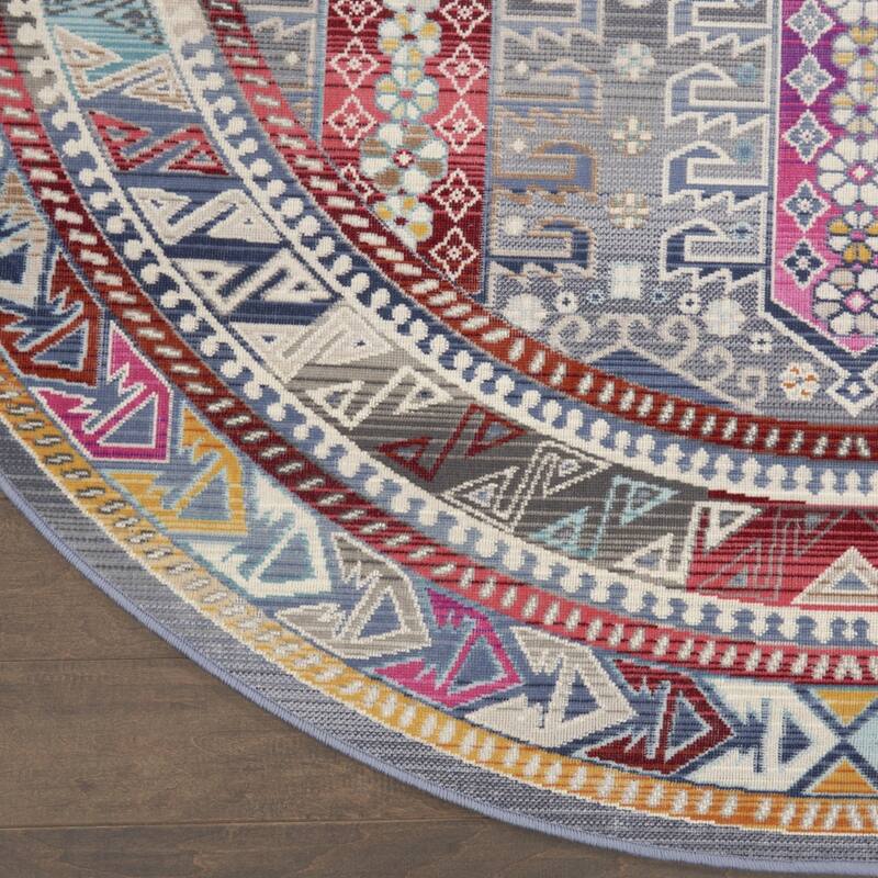 HomeRootsFloral Bohemian Round Area Rug - 48' X '48' X '0.5