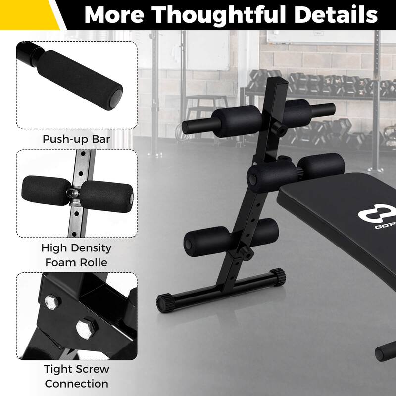 Goplus Full Body Sit Up Bench, Abdominal Workout Bench with 5-Position - as pic shows - See Details