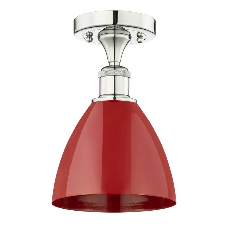 Innovations Lighting Edison Plymouth Dome - 1 Light 8" Semi-Flush Mount - Polished Nickel/Red