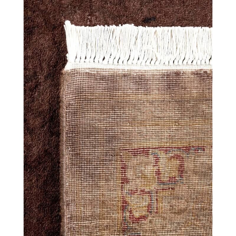 Overton Hand Knotted Wool Vintage Inspired Modern Contemporary Overdyed Brown Runner Rug - 3' 0" x 8' 10"