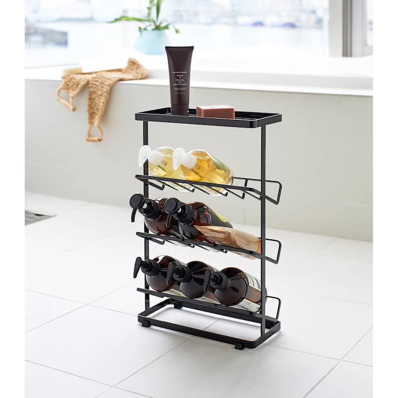 Yamazaki Home Shower Caddy - Three Sizes, Steel, Medium, Holds up to 9 dispensers, Holds 26.4 lbs