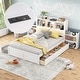 preview thumbnail 1 of 32, Full Size Storage Platform Bed with Twin Size Trundle, Pull-Out Shelves, 2 Drawers, and USB Headboard, White White