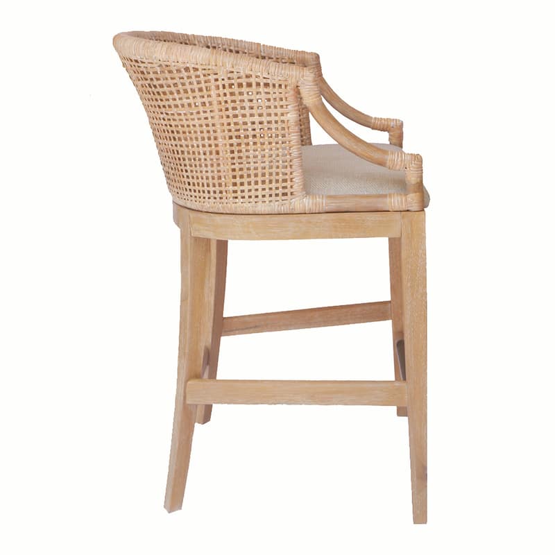 Martha Stewart Playa Handcrafted Rattan & Wood Counter Stool 25" H