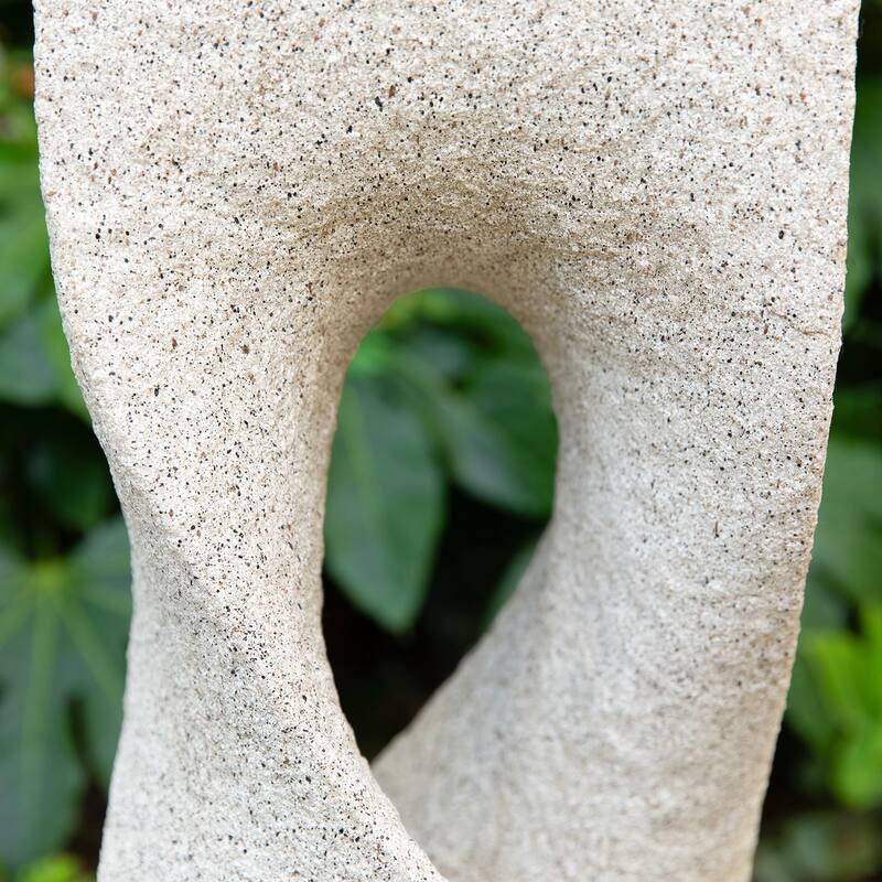 Glitzhome Modern Geometric Oversized Pedestal Sphere Polyresin Outdoor Floor Fountain with Pebbles