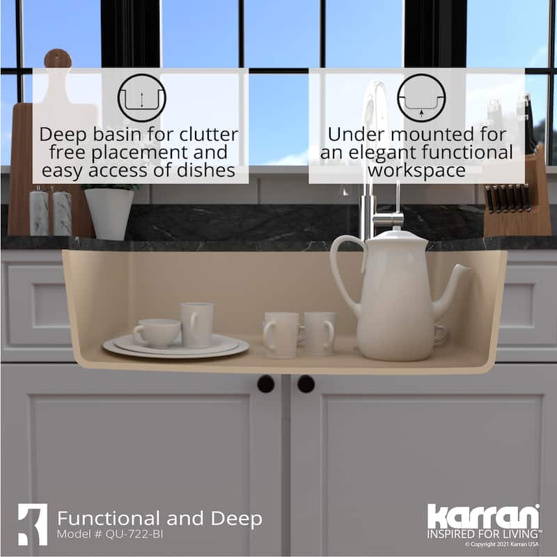 Karran Undermount Quartz Composite 33 in. Single Bowl Kitchen Sink with Accessories