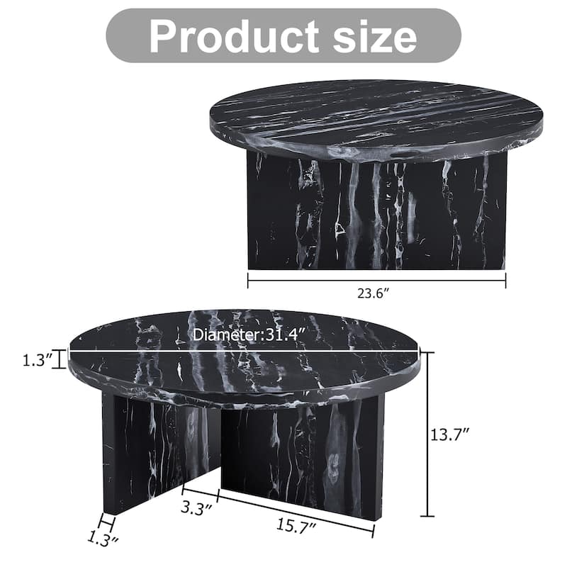 Gray MDF material circular textured coffee table dining table