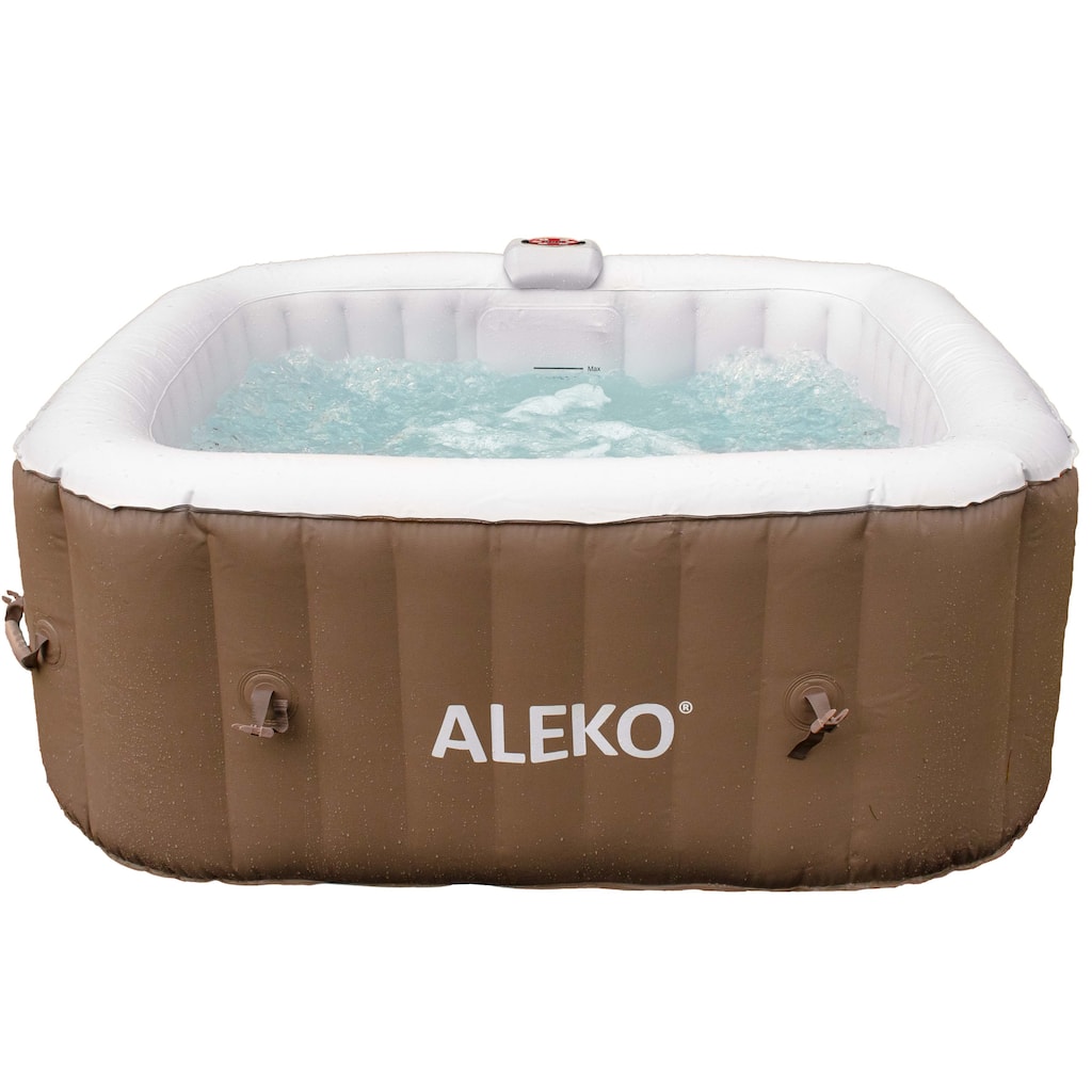 ALEKO Square Inflatable Portable Hot Tub Personal Spa 4 Person Brown