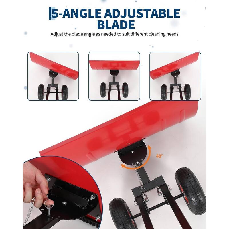 29.13x19.8 in Heavy Duty Rolling Snow Pusher Shovel for Driveway, Doorway, Sidewalk