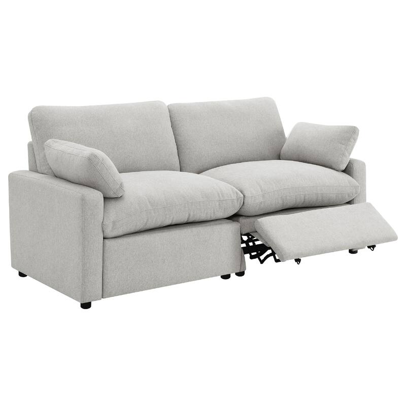 Biny Modular Power Reclining Loveseat, 2 Pillows, Light Gray, 86 Inch