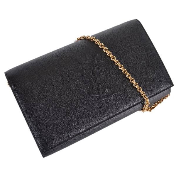 Shop Saint Laurent Ysl Belle De Jour Wallet On Chain Black Leather