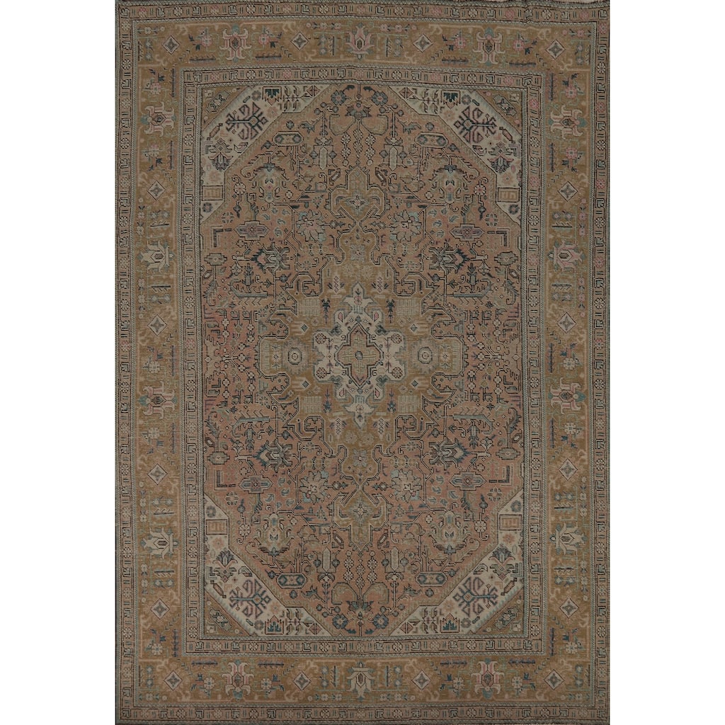 Geometric Tabriz Persian Area Rug Handmade Wool Carpet - 6'5" x 9'7"