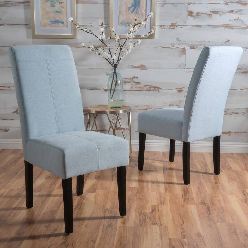 Modern Dining Chairs, Armless Upholstered Dining Chairs with T-Stitch Design, for Dining Rooms, Set of 2, Light Blue