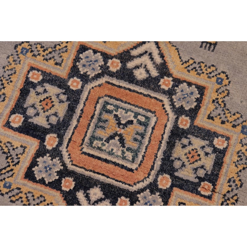 Southwestern Kazak Haley Gray/Beige Wool Runner - 2'10'' x 9'6''