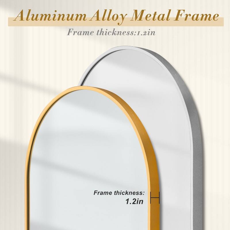 Arch Bathroom Wall Mirror Large Metal Frame Wall Mounted Mirror for Bedroom Living Room Dresser Entryway Decor