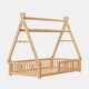 preview thumbnail 14 of 13, Twin Size House Tent Bed Guardrail, Kids House Bed with Fence and Roof