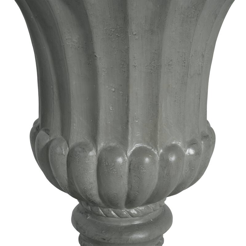 Classic Elegant Gray Urn Planter Pot for Patio Garden and Living Room