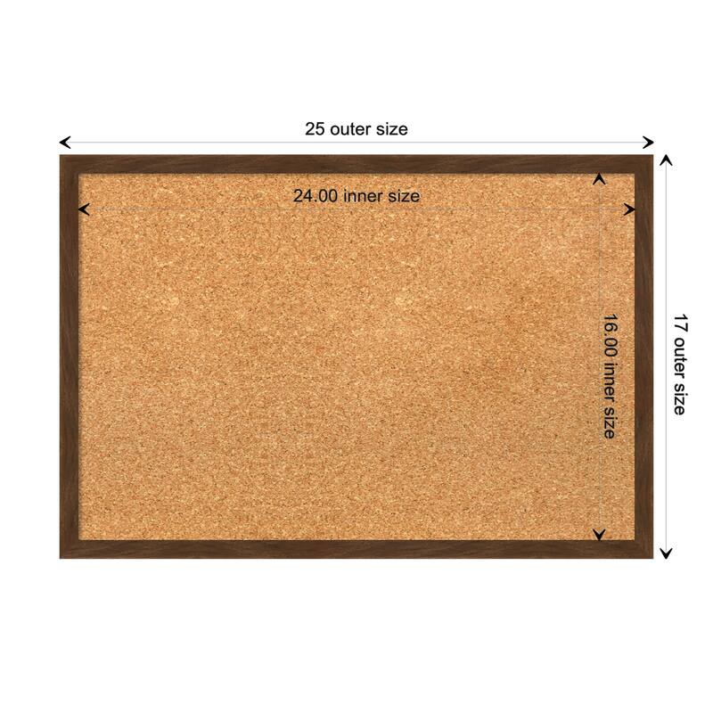 Carlisle Narrow Wood Framed Natural Corkboard Bulletin Board - Carlisle Brown Narrow - Board Size 24x16