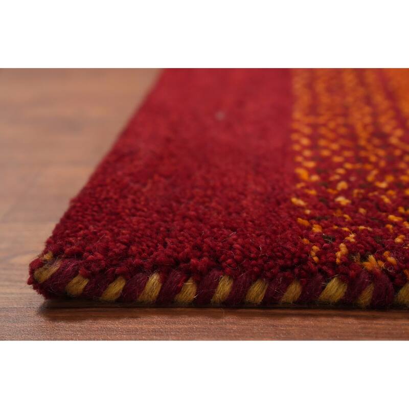 Hand Knotted Oriental 100% Wool Carpet Modern Modern Oranges & Rust Gabbeh Area Rug - 6' 1'' X 4' 2''