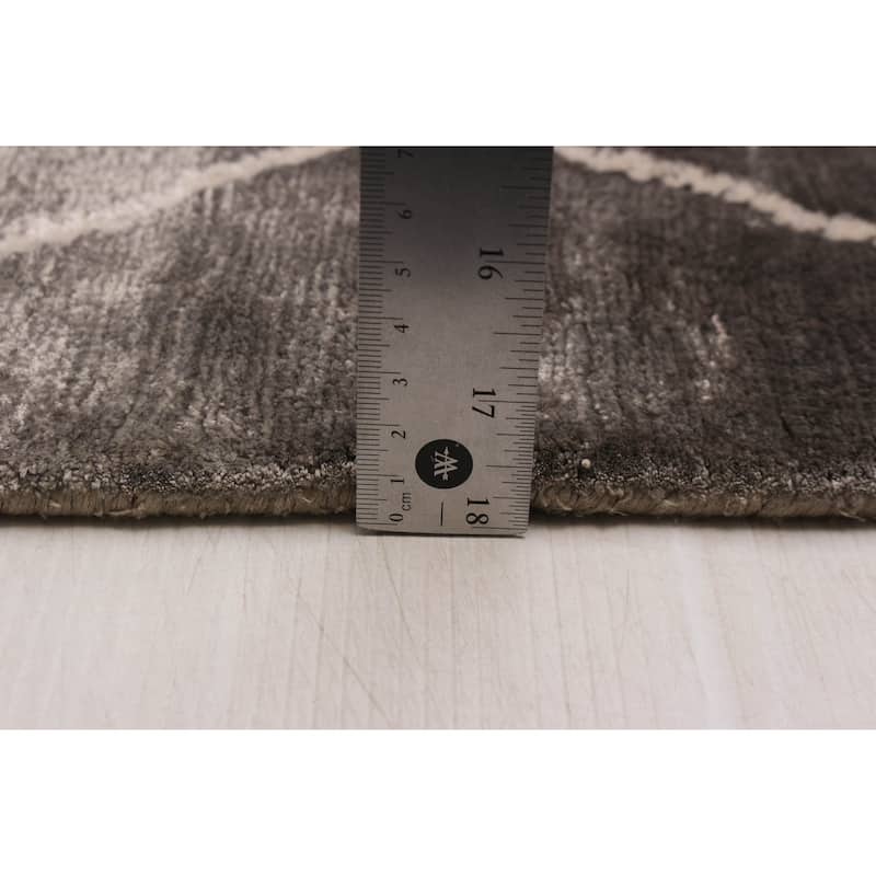 ECARPETGALLERY Hand Loomed Kashkuli Gabbeh Dark Grey Viscose Rug - 5'6 x 7'7