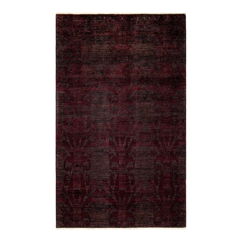 Overton Hand Knotted Wool Vintage Inspired Modern Contemporary Modern Brown Area Rug - 5' 0" x 8' 2"