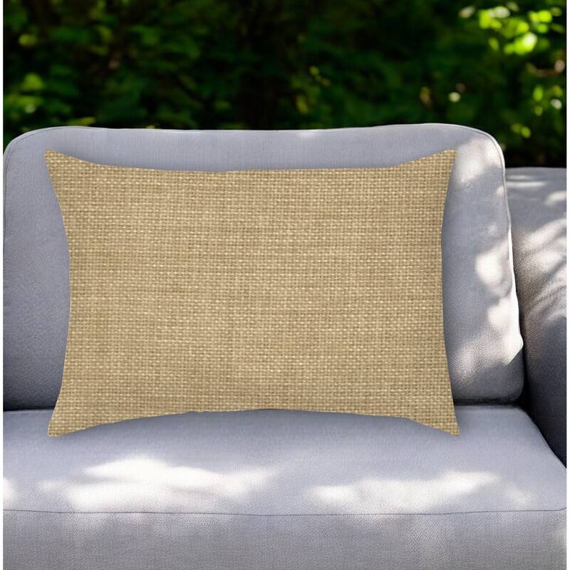 14" X 20" Tan Indoor Outdoor Throw Pillow With Texture - Tan