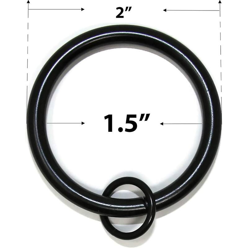 Set of 14 Solid Metal Window Drapery Curtain Panel Ring with Eyelet, 1.5" Inner Diameter, Fits Up to 1.25" Rod