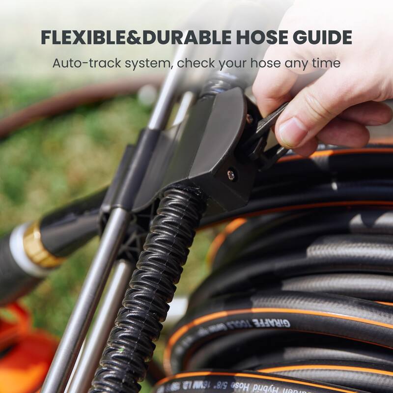 Garden Hose Reel Cart with Wheels, Stainless Steel Heavy Duty Water Hose Reel Cart, 200 ft of 1/2 Capacity, Mobile for Outside