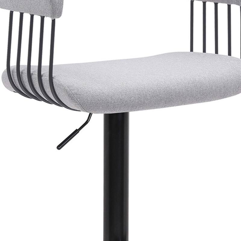 Adjustable Faux Leather Swivel Bar Chair with Footrest and Armrests - 20” x 18” x 44”