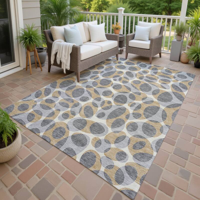 Machine Washable Indoor/ Outdoor Contemporary Saline Chantille Rug - Gray - 3' x 5'