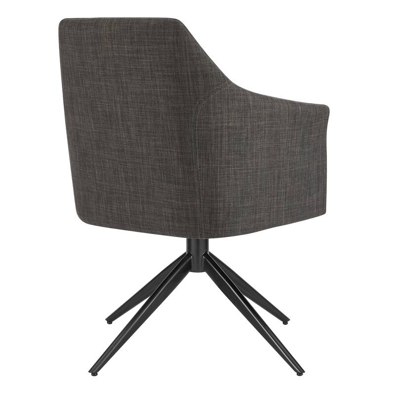 Signa Swivel Armchair in Charcoal Fabric with Black Steel Base - Set of 1