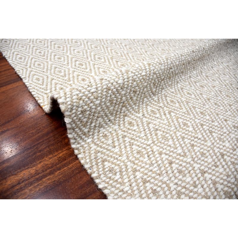 Hand Woven Chloe Design Diamond Flat Weave Wool Traditional Oriental Area Rug