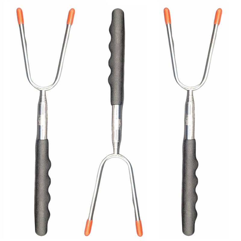Telescoping Barbecue Fork, Camp Fire Roasting Stick, Extends from 10" to 33" Long, Great for BBQ Hot Dogs, Smores - 3 Pack