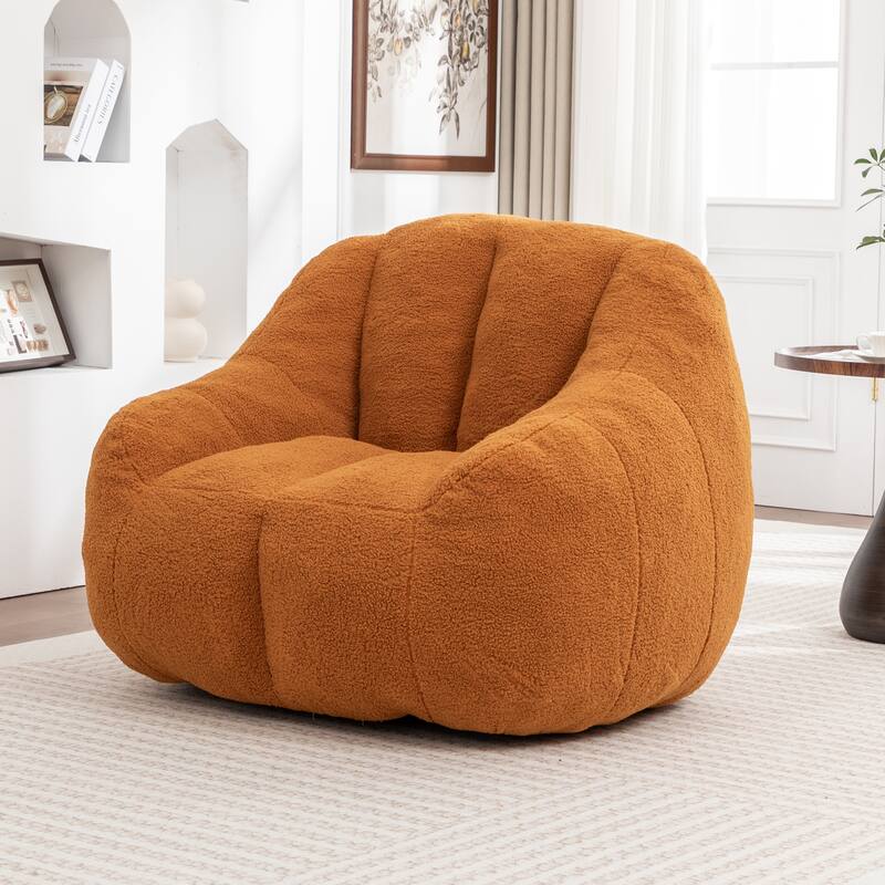 Fluffy Bean Bag Lazy Sofa Chair with Tufted Soft Stuffed Filling & Memory Foam