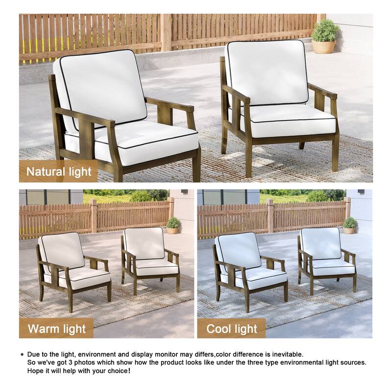 2 Set Outdoor Patio Club Chair with Cushion Patio Arm Lounge Chair