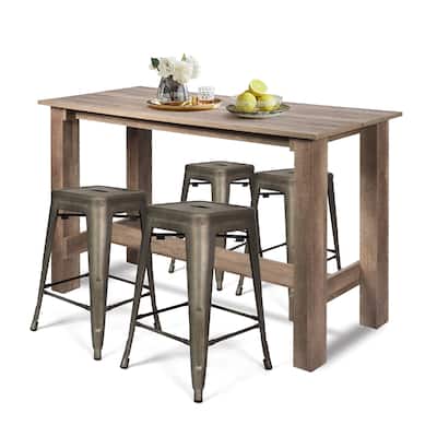 Costway 5 PCS Dining Table Set Kitchen Rectangular Counter Height