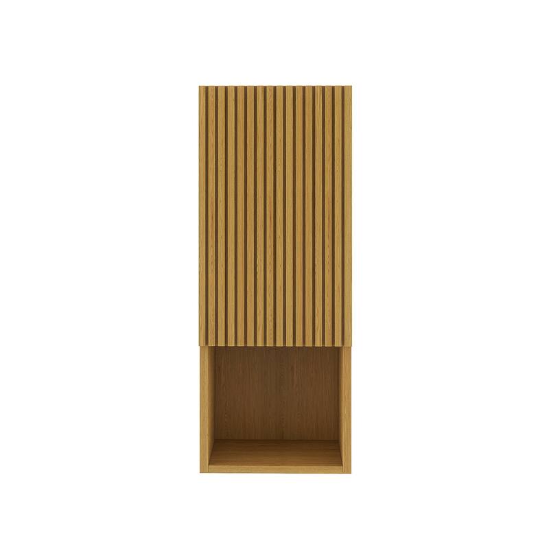 Wall Mounted Bathroom Cabinet with Door and Shelves in Oak