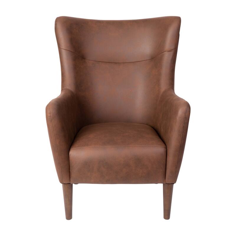 Commercial Upholstered Wingback Accent Chair with Wooden Frame and Legs - 33.25"D x 29.75"W x 41.25"H