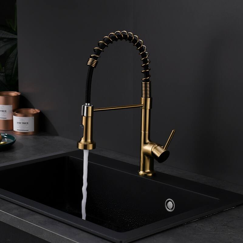 Gold Kitchen Faucet with Pull Down Sprayer