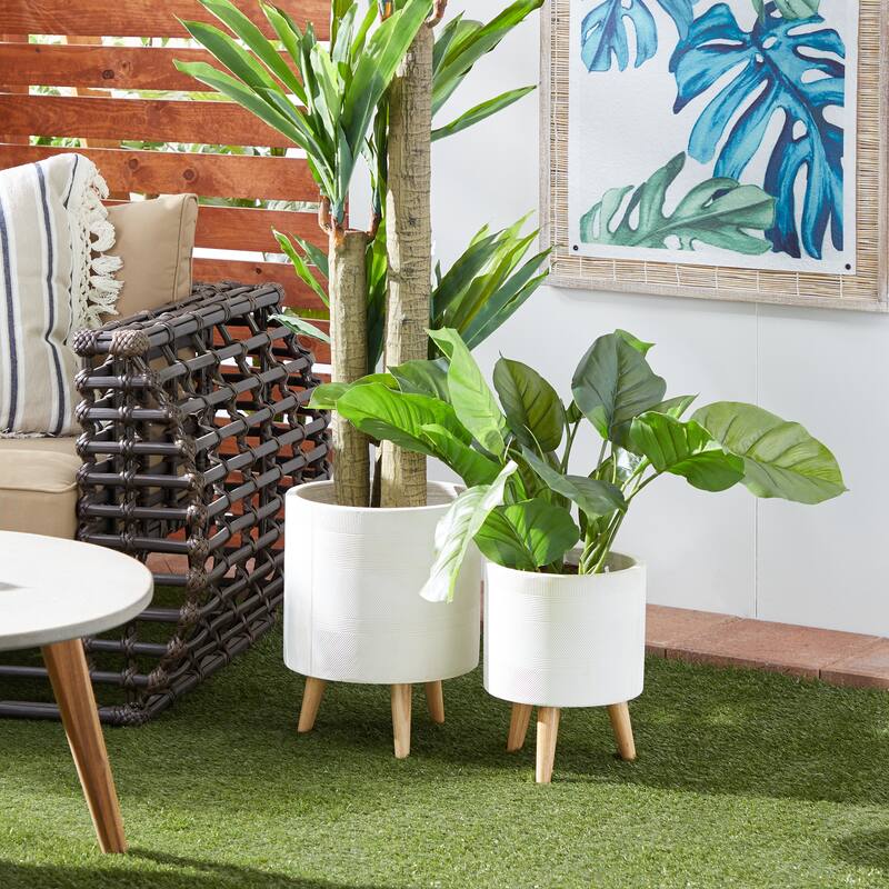 Ceramic Contemporary Planter (Set of 2) - 13 x 12 x 16Round