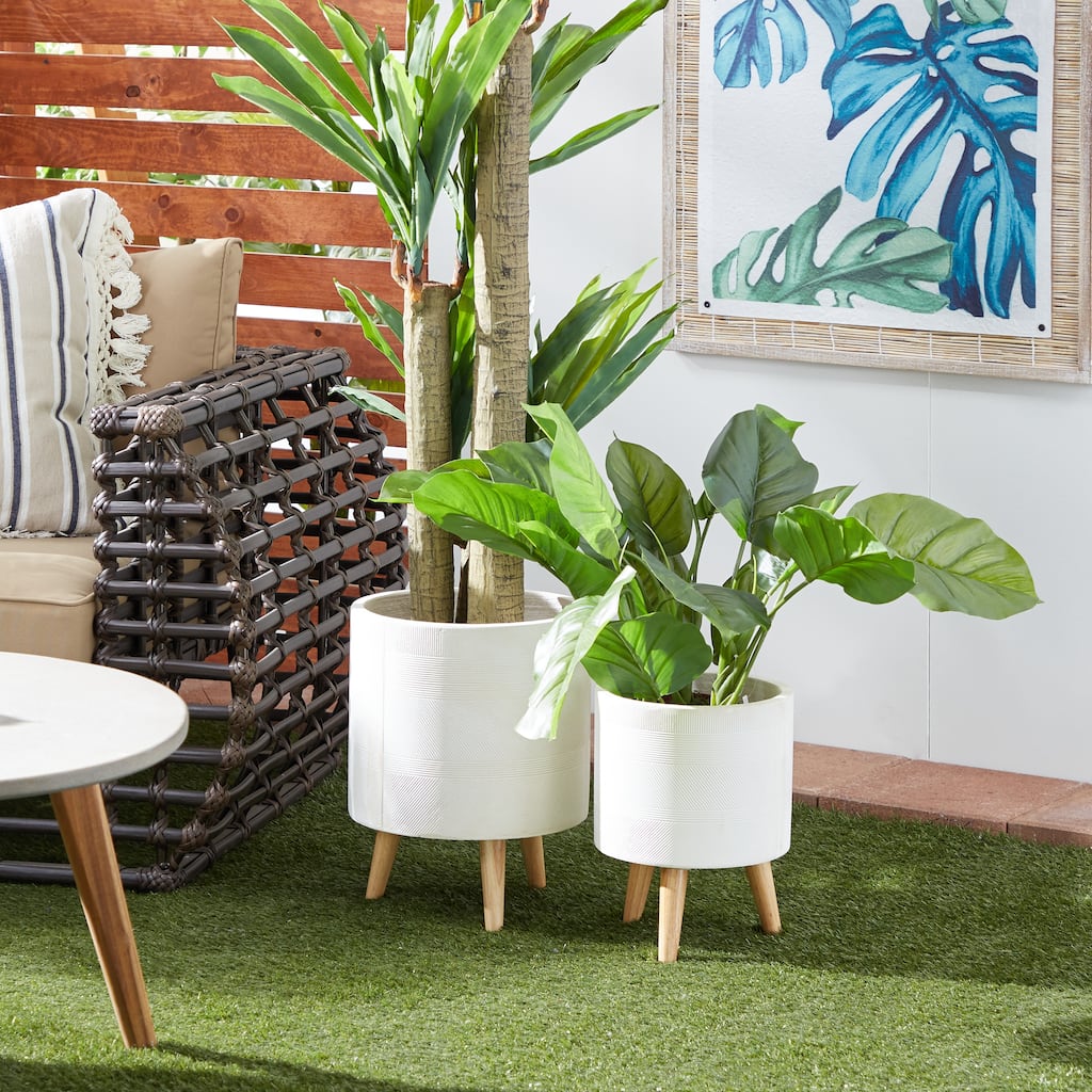 Ceramic Contemporary Planter (Set of 2) - 13 x 12 x 16Round