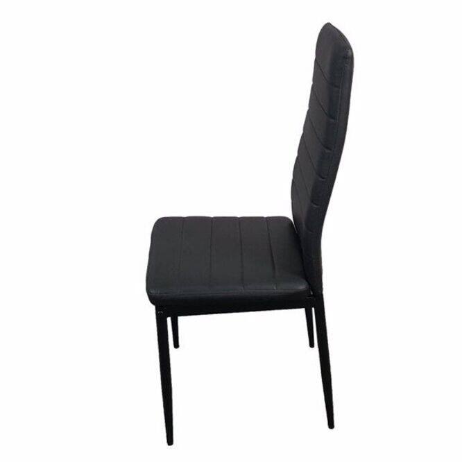 4pcs Elegant Black Assembled Stripping Texture High Backrest Dining Chairs