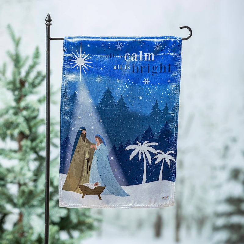 12.5 in. x 18 in. All is Calm Nativity Lustre Garden Flag - Multicolor - 12.5 in x 18 in