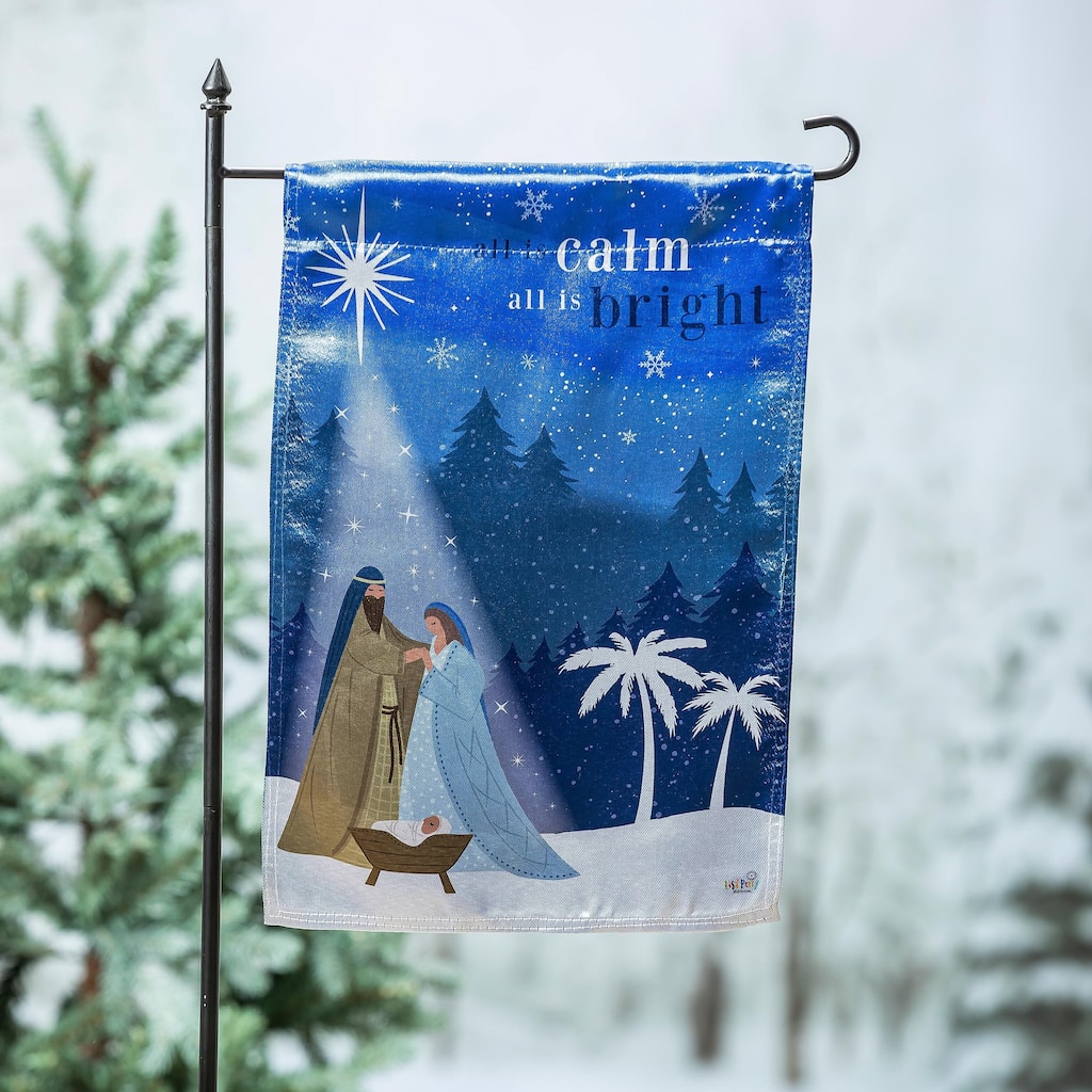12.5 in. x 18 in. All is Calm Nativity Lustre Garden Flag - Multicolor - 12.5 in x 18 in