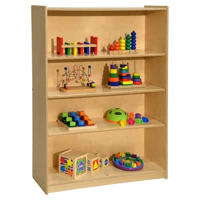 Contender 47"W Baltic Birch Bookcase With 2 Adjustable Shelves, Wooden Wall Organizer For Books, Toys and Kids Supplies