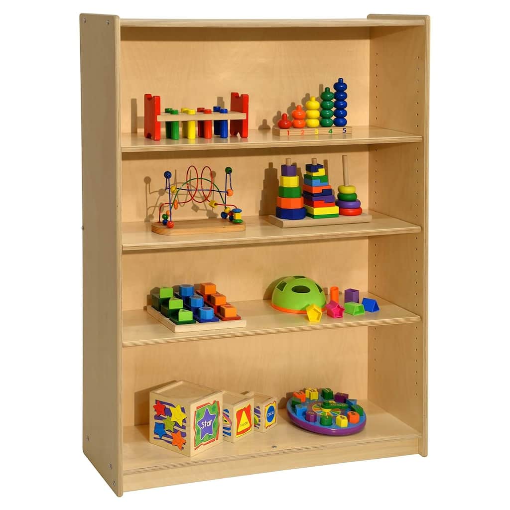 Contender 47"W Baltic Birch Bookcase With 2 Adjustable Shelves, Wooden Wall Organizer For Books, Toys and Kids Supplies