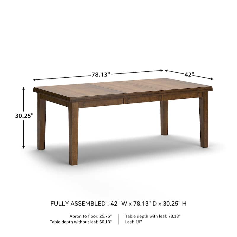 Ralene Rectangular Butterfly Extension Dining Table - 42" W x 78.13" D x 30" H
