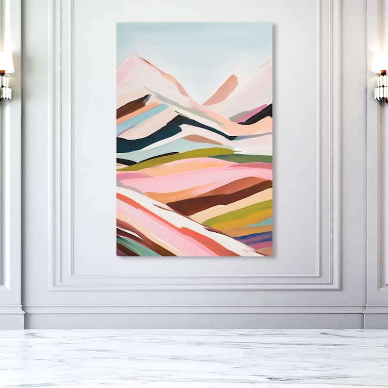 Wynwood Studio Abstract Colorful Pastel Territory Pink and Pastel Pink Modern & Contemporary Wall Art Canvas Print - 54 x 36