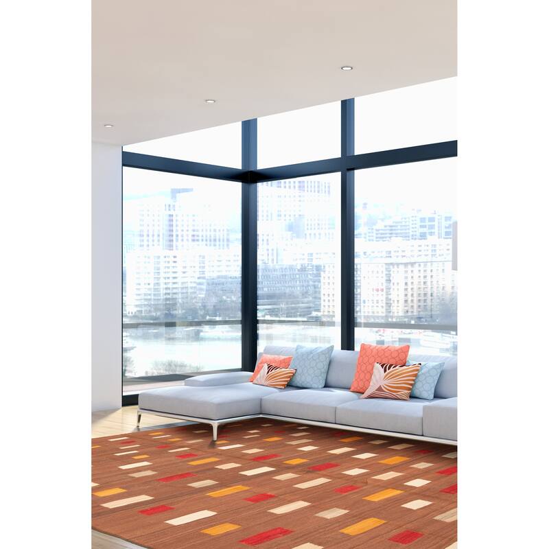 ECARPETGALLERY Flat-Weave Ankara FW Brown Wool Kilim - 7'0 x 9'10