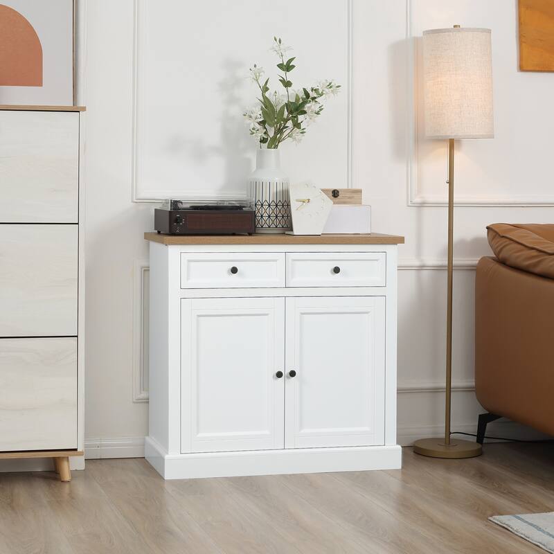 Modern Storage Console Table with Adjustable Shelves, Wood Accent Sideboard Buffet Cabinet with Double Door Cupboard